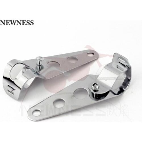 Chrome Headlight Bracket Adjustable Fork Mount Clamp for Motorcycle bike Chopper Bobber Cafe racer with 28~36mm Fork Tubes