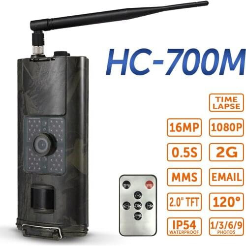 HC-700M Trail Camera 16MP 1080P 2/3G Infrared Night Vision Hunting Wild Camera Scouting Camera with PIR Sensor IP54 Waterproof