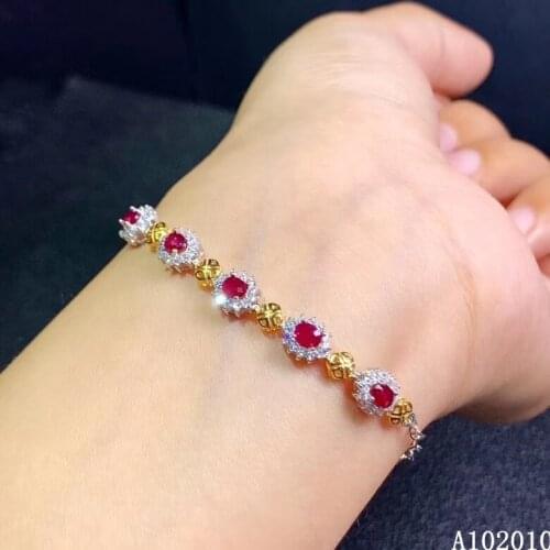 KJJEAXCMY fine jewelry 925 sterling silver inlaid natural ruby bracelet luxury girl new hand bracelet support test