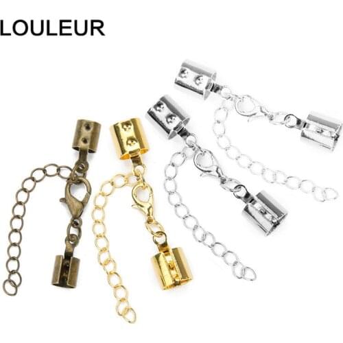 20pcs/lot Gold Copper Leather Cord End Caps End Clasps Fit 3 4 5 6 8mm Bracelet Lobster Clasps Connectors Diy Jewelry Findings