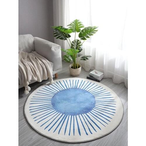 Nordic Style Round Carpet Sofa Tea Table Mat Ins Blue Rug Bedroom Decoration Thick Soft For Room Carpet Living Fluffy Carpet Kid