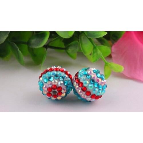 Kwoi vita 20mm 100pcs/lot red/aque/pink/aque ab color Chunky Resin Rhinestone Beads Ball for Kids Girls Jewelry Making