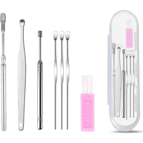 6/7Pcs Stainless Steel Earpick Ear Cleaner Spoon Ear Care Cleaning Tool Ear Wax Removal Kit Ear Wax Remover Ear Wax Removal Tool