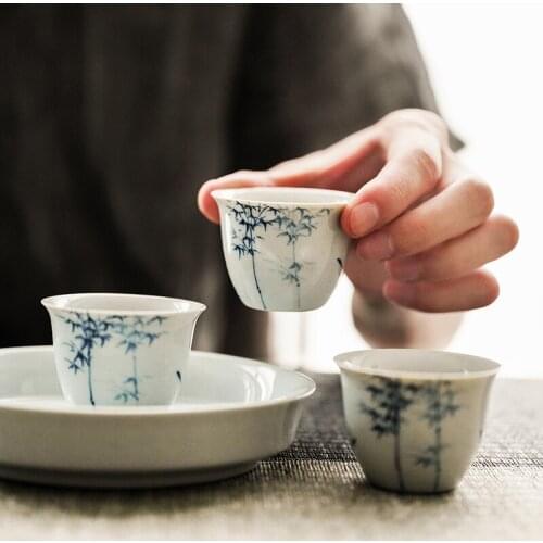 Small tea cup tea cup master cup single cup ceramic handmade retro glaze Kung Fu tea cup NO.YZ70