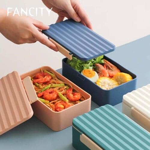 FANCITY Cute lunch box lunch box female office worker student with meal 1 person portable Japanese girl heart lunch box set