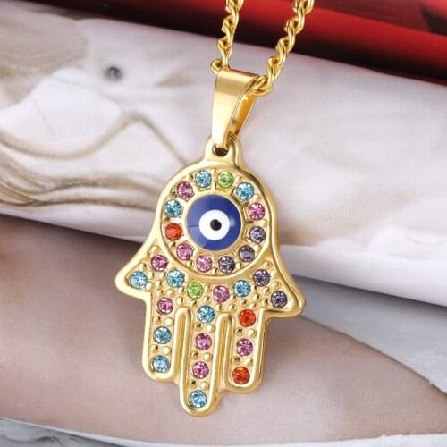 Fashion Evil Eyes Necklaces For Women Bohemian Vintage Devil Hand Pendant Necklaces Neck Chain For Men Choker Party New Jewelry