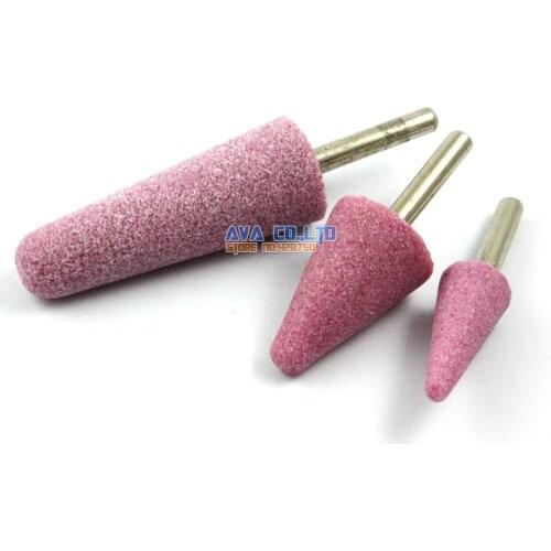1 Set 3 Pieces Cone Mounted Point Aluminum Oxide Abrasive Grinding Stone Bit 6mm Shank