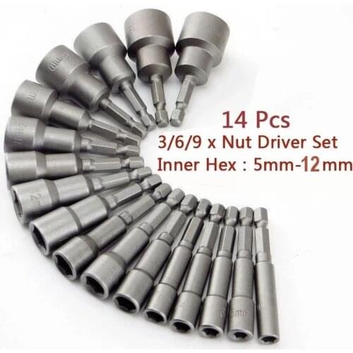 9Pcs /14Pcs Hexagon Socket Wrench Drill Bit Socket Screwdriver Wrench Set Drill Bit Adapter for Electric Screwdriver Handle Tool