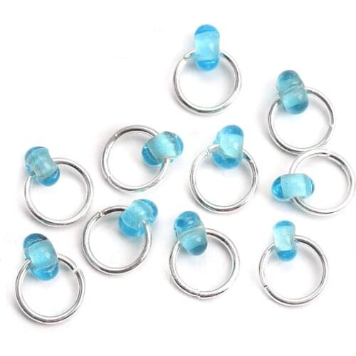 10 PCs/Pack Glass Lampwork Knitting Stitch Markers Crochet Stitch Lock Knit Row Counter DIY Accessories Needlework Supplies 15mm