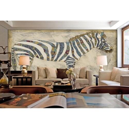 The custom 3D murals,modern abstract zebra oil painting ,living room sofa TV wall bedroom wall paper