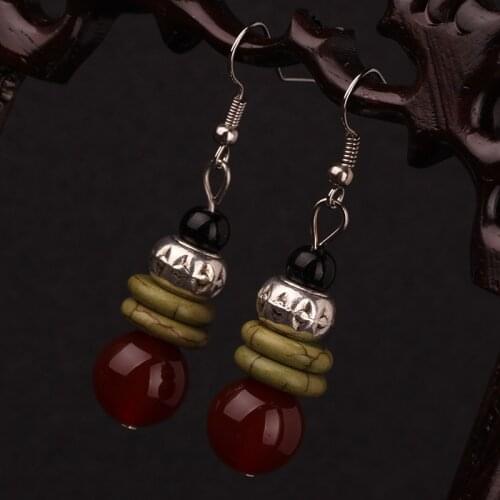 New Original Ethnic jewelry vintage earrings,Tibetan silver stones Thailand jewelry dangle earrings
