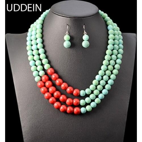 UDDEIN african beads jewelry set multi layer beads bib statement necklace pendant Nigerian wedding indian jewelry sets for women