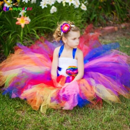 Ksummeree Handmade Flower Girl Dress Fluffy Tulle Tutu Dress with Headband for Wedding Photo Birthday Christmas Party TS052