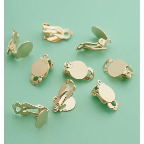 Gold-plated color-preserving materials Japanese retro painless earclips DIY materials Earrings without ear holes