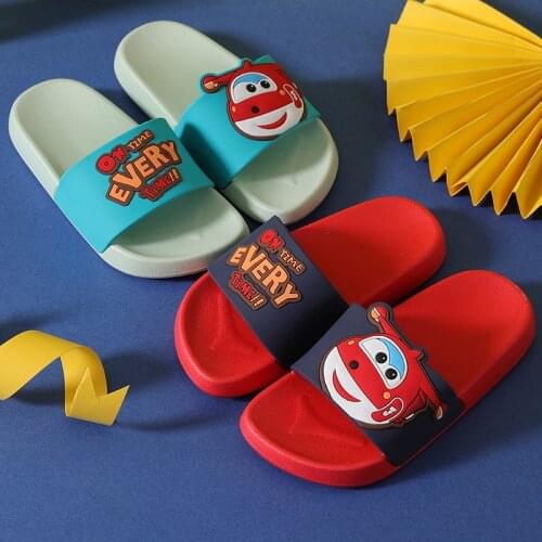 2021 New Super Wings Summer Childrens Sandal for Boys and Girls Antiskid Soft Sole Indoor Household Sandals for Kids