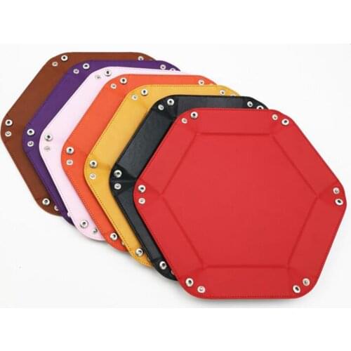 Hexagon Foldable Dice Portable Folding Dice Rolling Tray Holder Box Dice Game Storage Office Home Desktop Keys Pencil Organizer