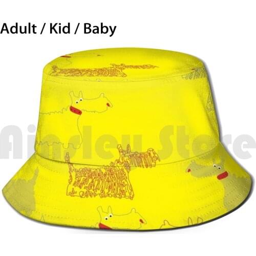 Scotch Terrier. Sun Hat Foldable UV Protection Ustration Bone Lines Texture Toy Paper Beautiful Background Seamless