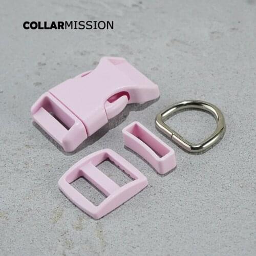Nice (plastic buckle+Tri-Glid+square keeper+D ring) DIY dog collar pink 25mm webbing sewing accessory premium quality