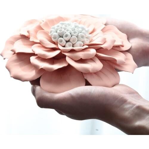 Modern 3D Stereo Wall Ceramic Flower Wall Hanging Fake Flowers Ornaments Crafts Decoration Home Livingroom Wall Background Mural