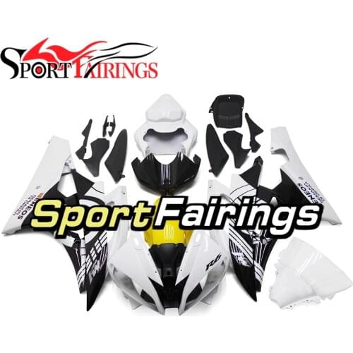 Injection ABS Plastics Motorcycle Fairing Kits For Yamaha YZF600 R6 06 07 2006 2007 Full Fairings White Black Lines Bodywork New