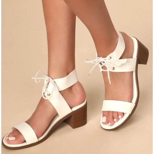 Women Summer New Cross-tied Sandals Hoof Heel Sexy Outdoor Party High Heels Ankle Strap Light 2021 Female Shoes