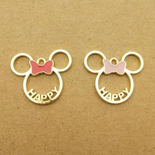 10pcs 24x25mm enamel bowknot happy charm for jewelry making and crafting cute earring pendant necklace bracelet charms