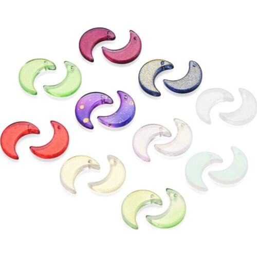 12X16MM Xmas Crystal Moon Beads 50Pcs Crescent Pendant Glass Beads For DIY Necklace Bracelet Earrings Jewelry Making Supplies