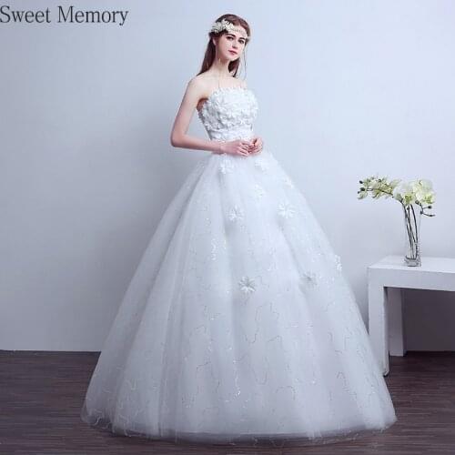 2021 Sweet Memory Red White Appliques Flowers Wedding Dresses Bridal Princess Plus Size Wedding Party Dress