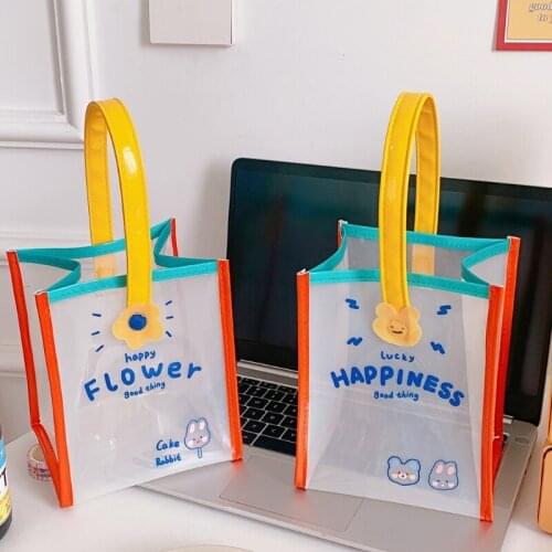 Large Cpacity Shoulder Bag Jelly Handbag Transparent Travel Beach Pouch Waterproof Cute Rabbit Bag for Girls Kids Women