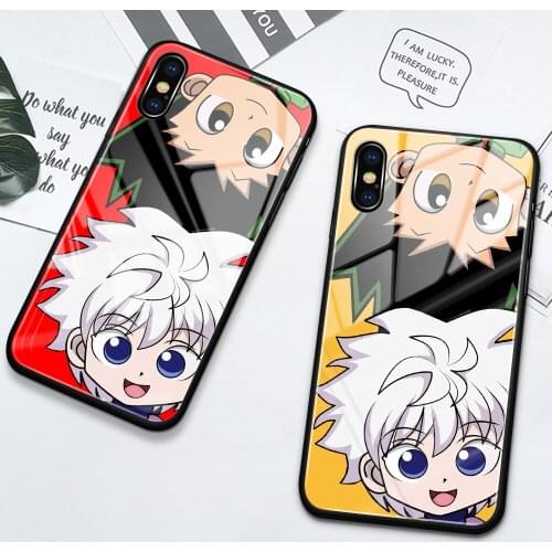 Anime hunter x hunter tempered glass case for iphone 11 12 pro max mini 6 6s 7 8 plus x xr xs max se2020 Killua Zoldyck