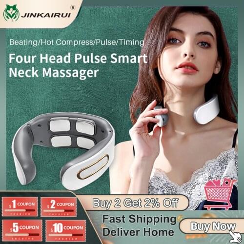 Jinkairui Electric Pulse Neck Massager Infrared Heating Protector Physical Therapy Relief Pain Tool Cervical Relax Massagem