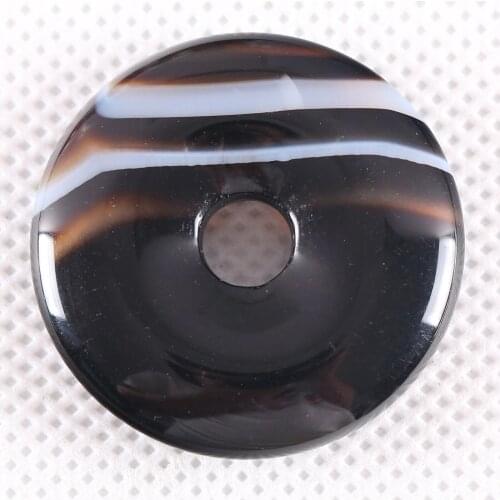 30MM CAB Cabochon Natural Stone Black Veins Onyx Round Beads For Jewelry Making DIY Necklace Gem Bead 1Pcs K727