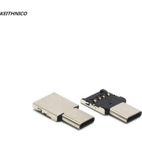 KEITHNICO 5pcs Ultra Mini Type-C to USB OTG Adapter for Cell Phone Tablet & USB Cable & Flash Disk