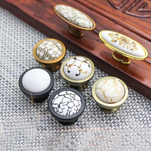 Ceramic Handles Drawer Knobs Cupboard Door Handles Single Hole Cabinet Handles With Screws Furniture Handle Hardware