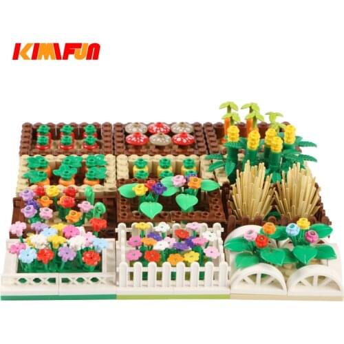 Moc Plant Grass Vegetables Building Blocks City Crops Radish Street View Garden DIY Bricks Parts Flower Set Meal