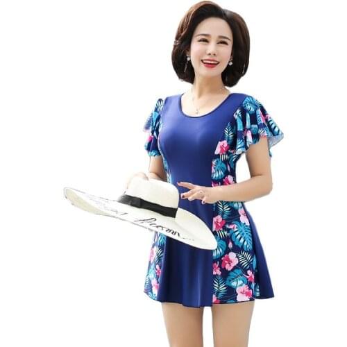 Swimwear Bathing Suit Womens Middle Aged And Elderly People Covering Large Size One-Piece Sleeved Bubble Hot Spring Set