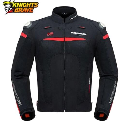 HEROBIKER Motorcycle Jacket Men Summer Breathable Mesh Motocross Off-Road Racing Jacket Protective Gear Chaqueta Moto Hombre