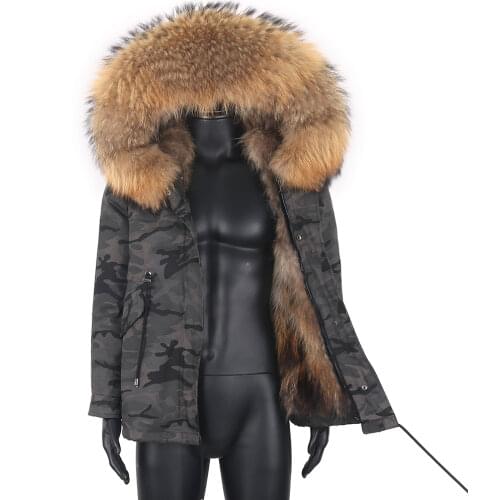 Mens Coat Winter 2021 Waterproof Men Jacket Regular Length Windbreaker with Natural Raccoon Fur Collar Removable Fox Fur Liner