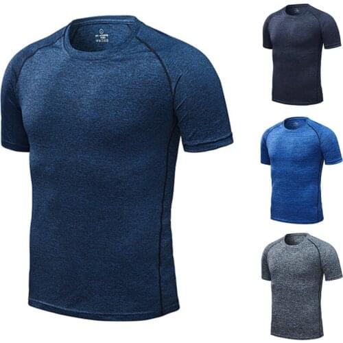 Male Summer T Shirt Plus Size Fitness Short Sleeve O Neck Fashion Quick Dry Man T Shirt Solid Color Tee