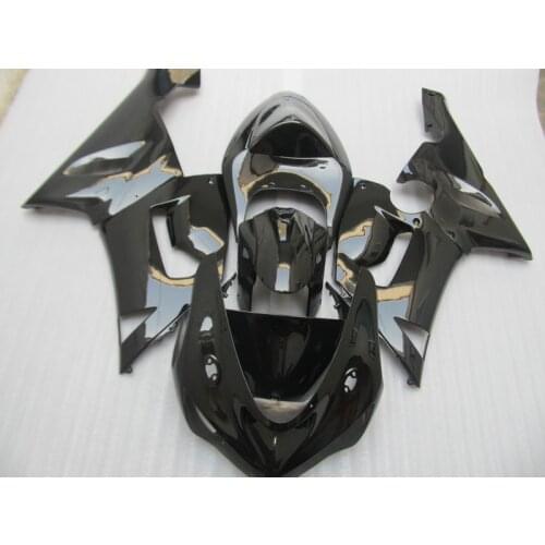 Fairing kits 100% fit for Kawasaki NINJA ZX 6R 2005 2006 zx6r 05 06 all glossy black ABS fairings set HP5