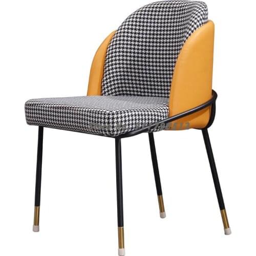 Nordic Light Luxury Dining Chair Home Hall Back Chair Makeup Ins Modern Italian Houndstooth Study Room Beauty Salon Chair