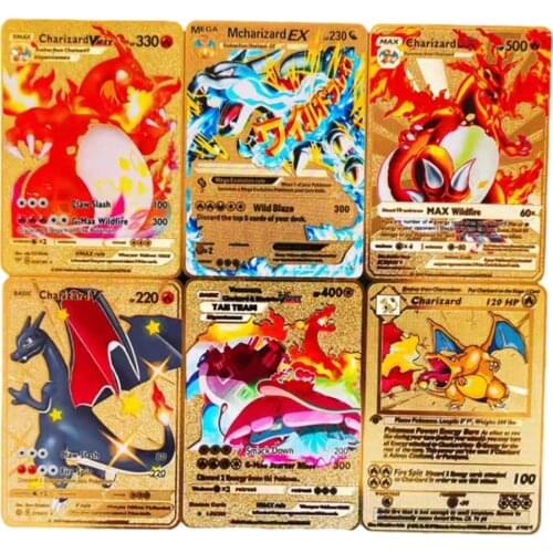 New Pokemon Card Mewtwo GX VMAX Gold Metal Card Super Game Collection Anime Cards Toys for Children Christmas Gift