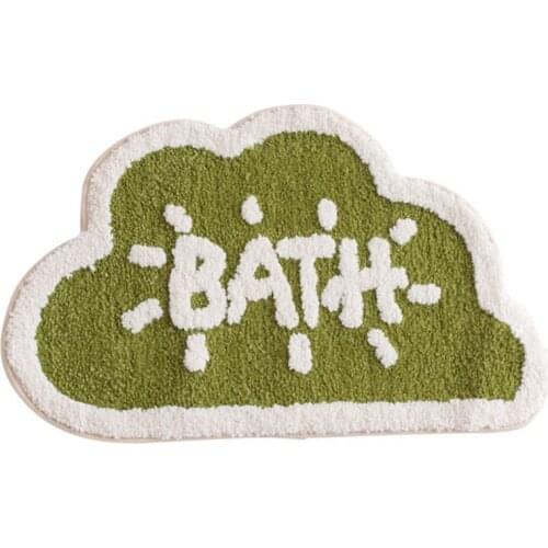 The New Thickened BATH Cloud Flocking Cartoon Door Mat, Home Bathroom Absorbent Non-Slip Floor Mat