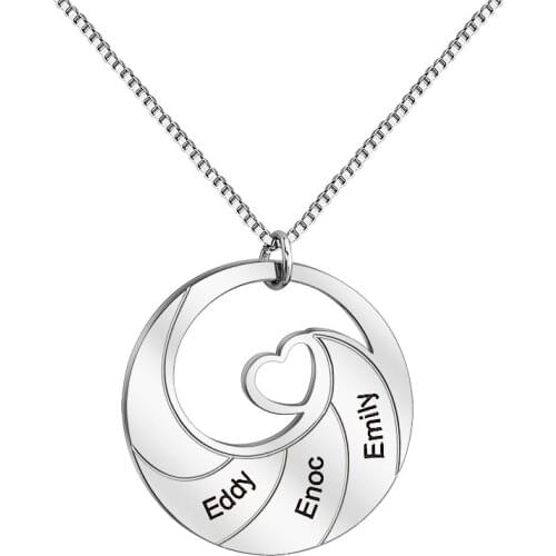 Family Necklace for Women Stainless Steel Personalised Heart Name Necklaces & Pendants Gift