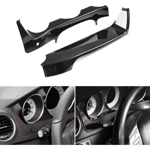 Carbon Fiber Car Steering Wheel Dashboard Panel Cover Frame Trim for Mercedes Benz C Class W204 2011 2012 2013