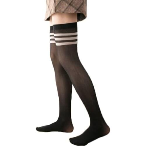 Stripe Stockings Girls korean Japanese Kawaii Lolita Stocking Casual Thigh High Knee Medias Woman Long Socks