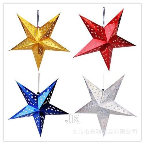 Christmas Ornament 30cm Paper five-star star lampshade Christmas scene layout Paper Lanterns Party Decorations