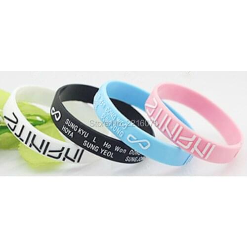 300pcs 4 colors 3D K-POP INFINITE wristband silicone bracelets free shipping by DHL express