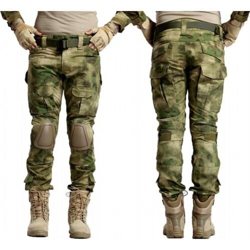 CQC Tactical Pants Cargo Men Military Hunting Airsoft Paintball Camouflage Gen2 Army BDU Combat Pants With Knee Pads A-TACS FG