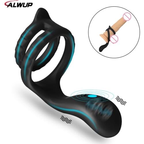 Vibrator Male Penis Rings Delay Ejaculation Sleeve for Penis Vibrating Cock Ring Clitoral Erotic Sex Toys for Adult Men masturba